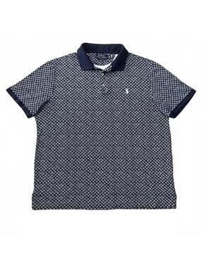 Polo Ralph Lauren Mens Blue Geometric Printed Polo Shirt Size Large